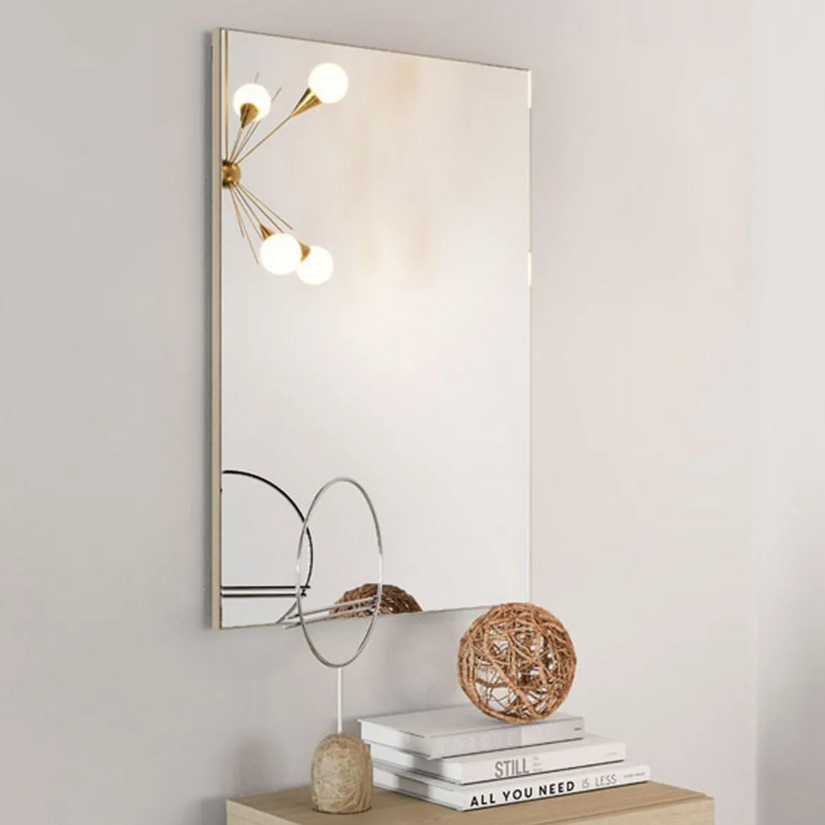 Specchio Beige kit Fissaggio a Muro Incluso Forma Rettangolare 51x83h cm - Cogne