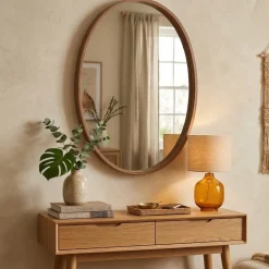 Specchio Marrone Noce Trasparente Forma Ovale Tipologia a Parete 45x60h cm, Colore Struttura Trasparente - Erbusco