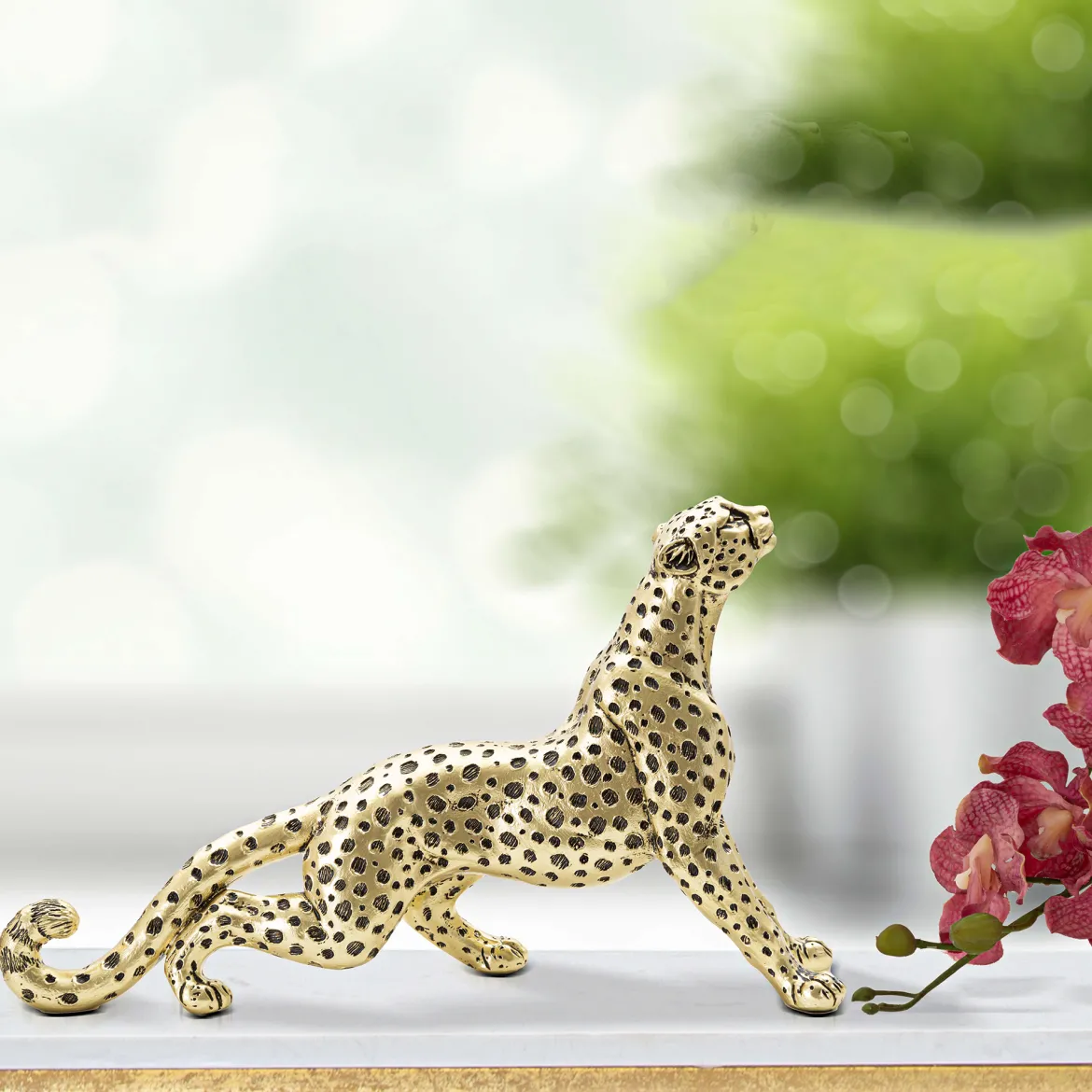 Statua oro Nero Statua di Leopardo Colore Struttura Nero, - Inuvik