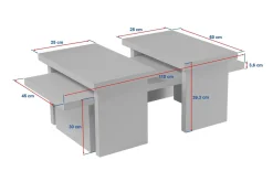 Tavolino da salotto Amarantha, 110x45 h42 cm, Pino