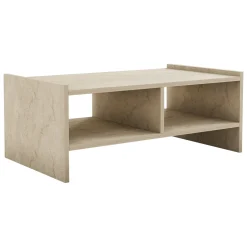 Tavolino da Salotto Beige Marmo Bianco Portariviste Forma Rettangolare 105x65x30h cm, Colore Ripiano Trasparente - Rhysand