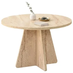 Tavolino da Salotto Beige Marmo Marrone Noce un Vano con Piedini 105x60x35h cm, Forma Rettangolare - Medicina