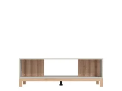 Tavolino da Salotto Beige Marrone Rovere un Cassetto un Vano 96x40x43h cm, Forma Rettangolare - Karisasa