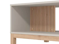 Tavolino da Salotto Beige Marrone Rovere un Cassetto un Vano 96x40x43h cm, Forma Rettangolare - Karisasa
