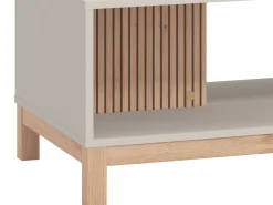 Tavolino da Salotto Beige Marrone Rovere un Cassetto un Vano 96x40x43h cm, Forma Rettangolare - Karisasa