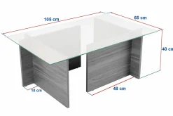 Tavolino da Salotto Beige Portariviste Forma Rettangolare 105x65x40h cm, Materiale Piano in Vetro - Azriel