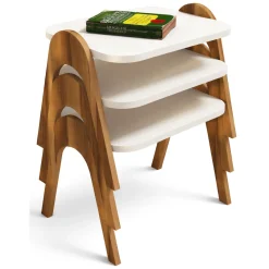 Tavolino da Salotto Bianco Crema Nero Adatto per Indoor/outdoor Effetto Pietra Forma Nuvola 62x48x100h cm, Colore Ripiano Bianco - Sefrou