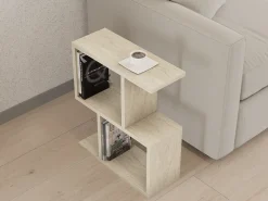 Tavolino da Salotto Bianco Marmo 2 Vani Forma Rettangolare 45x17x51h cm, Sfumatura Colore Ripiano Marmo - Tarzo