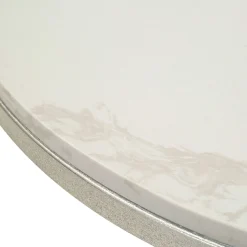 Tavolino da Salotto Bianco Marmo Forma Ovale Materiale Piano in Legno Nobilitato 100x60x35h cm, Colore Ripiano Bianco - Lozza