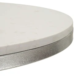 Tavolino da Salotto Bianco Marmo Forma Ovale Materiale Piano in Legno Nobilitato 100x60x35h cm, Colore Ripiano Bianco - Lozza