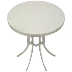 Tavolino da Salotto Bianco Marmo Forma Ovale Materiale Piano in Legno Nobilitato 100x60x35h cm, Colore Ripiano Bianco - Lozza