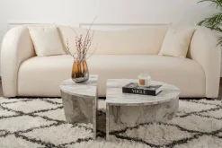 Tavolino da Salotto Bianco Marmo Forma Rettangolare Materiale Piano in Legno Nobilitato 90x60x35h cm, Colore Ripiano Bianco - Mansue