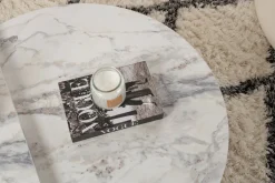 Tavolino da Salotto Bianco Marmo Forma Rettangolare Materiale Piano in Legno Nobilitato 90x60x35h cm, Colore Ripiano Bianco - Mansue