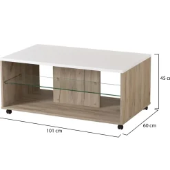 Tavolino da Salotto Bianco Marrone Noce set 3 Pezzi Impilabili Forma Rettangolare 49x36x42h cm, Colore Struttura Marrone - Cerrione