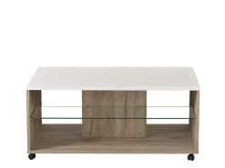 Tavolino da Salotto Bianco Marrone Noce set 3 Pezzi Impilabili Forma Rettangolare 49x36x42h cm, Colore Struttura Marrone - Cerrione