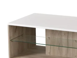 Tavolino da Salotto Bianco Marrone Noce set 3 Pezzi Impilabili Forma Rettangolare 49x36x42h cm, Colore Struttura Marrone - Cerrione