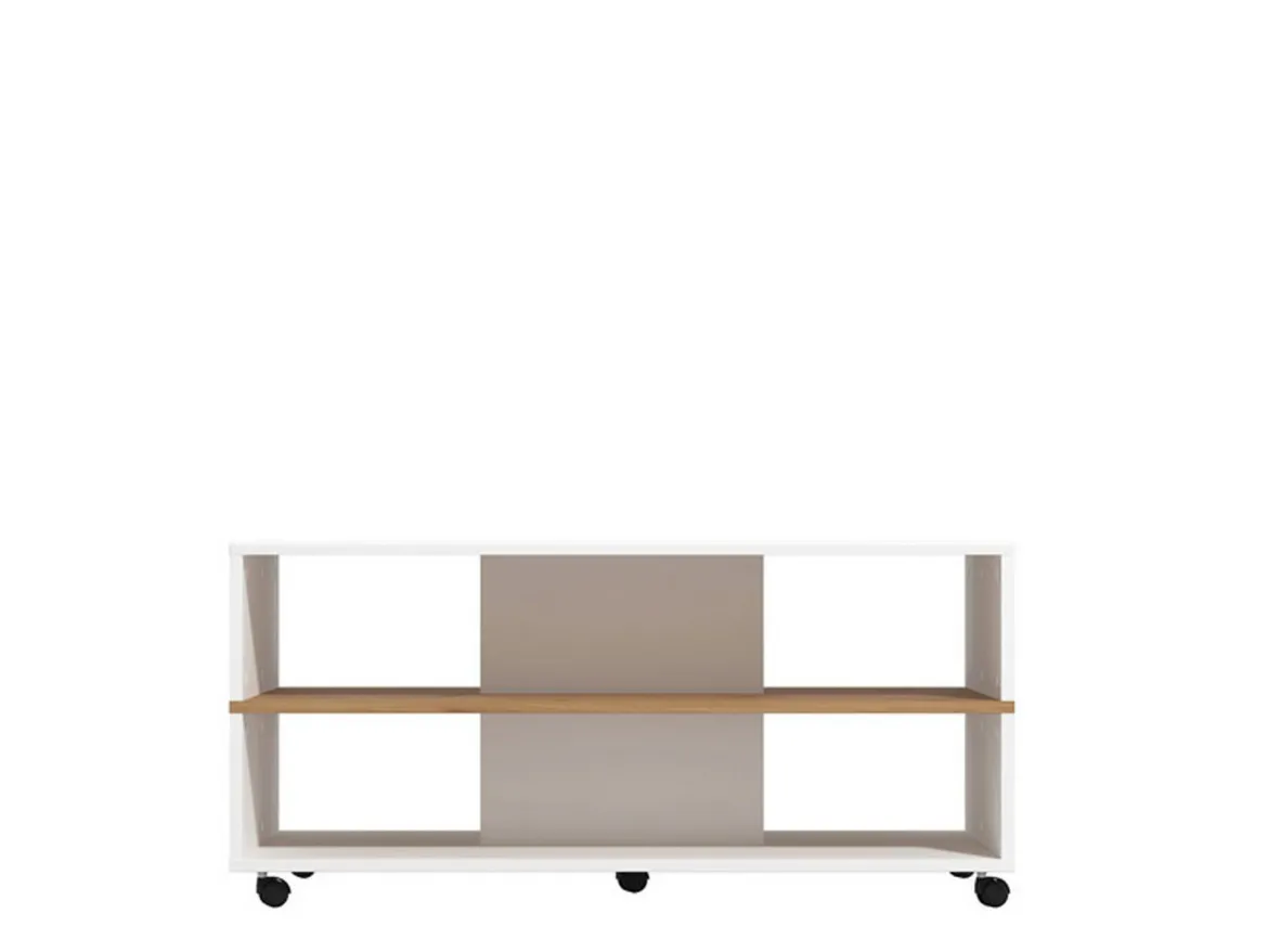 Tavolino da Salotto Bianco Marrone un Vano Forma Rettangolare 130x67x41h cm, Colore Struttura Marrone - Carlazzo
