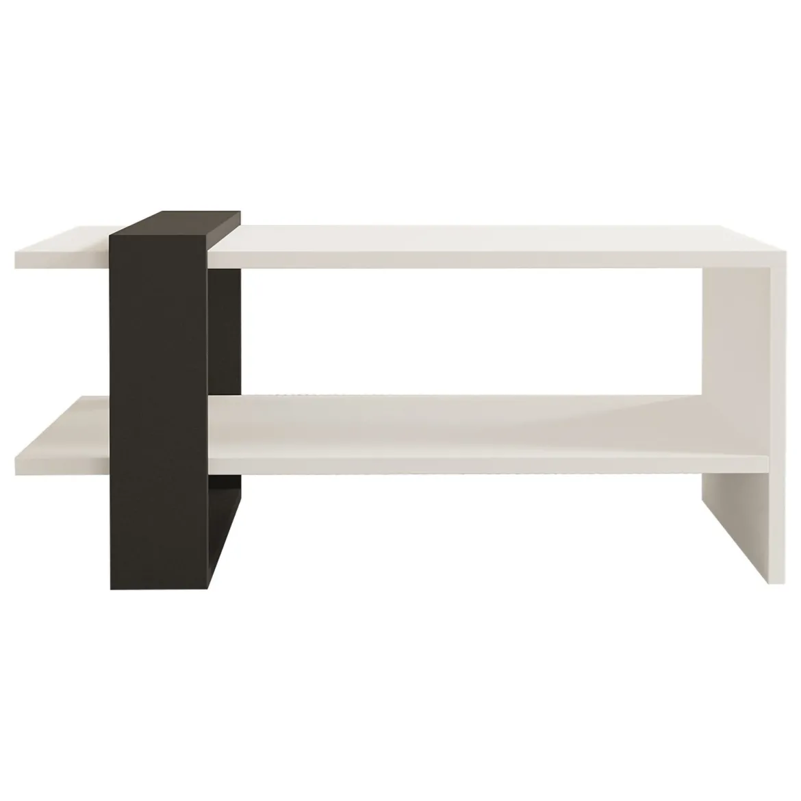 Tavolino da Salotto Bianco Nero Antracite un Vano Forma Rettangolare 80x55x35h cm, Colore Struttura Nero - Cigliano