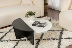 Tavolino da Salotto Bianco Nero Modulabile Forma Rettangolare 75x50x38h cm, Colore Struttura Nero - Urbania