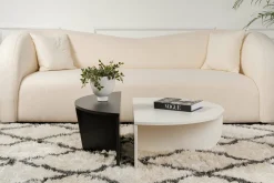 Tavolino da Salotto Bianco Nero Modulabile Forma Rettangolare 75x50x38h cm, Colore Struttura Nero - Urbania