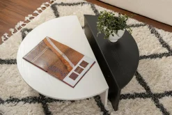 Tavolino da Salotto Bianco Nero Modulabile Forma Rettangolare 75x50x38h cm, Colore Struttura Nero - Urbania