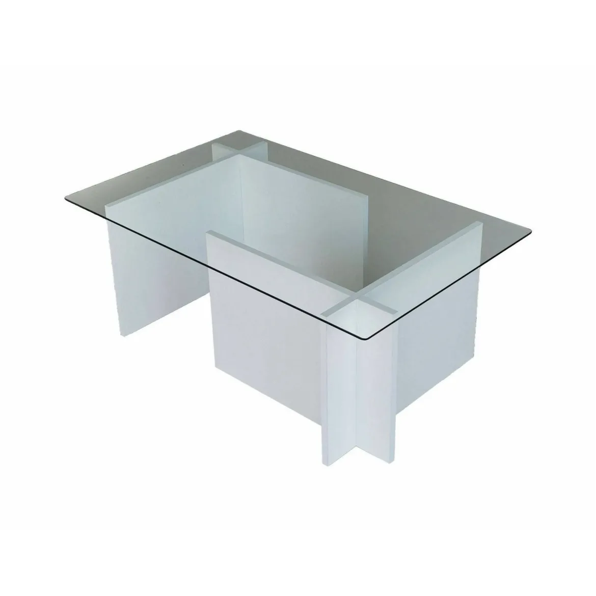 Tavolino da Salotto Bianco Portariviste Forma Rettangolare 105x65x40h cm, Materiale Piano in Vetro - Teti