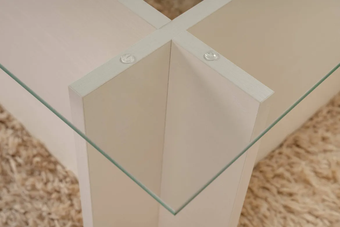 Tavolino da Salotto Bianco Portariviste Forma Rettangolare 105x65x40h cm, Materiale Piano in Vetro - Teti