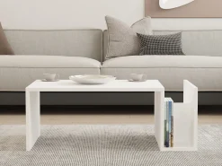 Tavolino da Salotto Bianco un Vano Forma Rettangolare 87x50x32h cm, Materiale Piano in Legno Nobilitato - Rometta