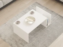 Tavolino da Salotto Bianco un Vano Forma Rettangolare 87x50x32h cm, Materiale Piano in Legno Nobilitato - Rometta