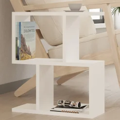 Tavolino da Salotto Bianco 2 Vani Forma Rettangolare 51x18x49h cm, Materiale Piano in Legno Nobilitato - Crixia