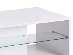 Tavolino da Salotto Bianco 2 Vani con Ruote 101x60x45h cm, Forma Rettangolare - Giussano