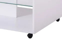 Tavolino da Salotto Bianco 2 Vani con Ruote 101x60x45h cm, Forma Rettangolare - Giussano