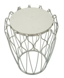 Tavolino da salotto circolare argento 56x56x68h cm - Molina