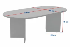Tavolino da salotto Elain, 119x60 h40 cm, Quercia e Nero