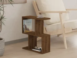 Tavolino da Salotto Marrone Noce 2 Vani Forma Rettangolare 90x40x55h cm, Materiale Piano in Legno Nobilitato
