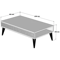Tavolino da Salotto Marrone Noce Bianco un Vano Forma Rettangolare 80x50x35h cm, Colore Ripiano Marrone - Cambiago