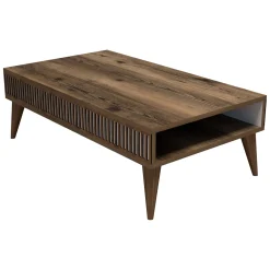 Tavolino da Salotto Marrone Noce Bianco un Vano Forma Rettangolare 80x50x35h cm, Colore Ripiano Marrone - Cambiago