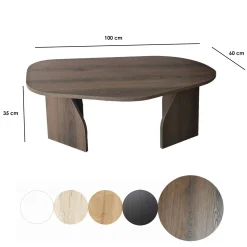 Tavolino da Salotto Marrone Noce Forma Ovale Materiale Piano in Legno Nobilitato 100x60x35h cm, Colore Ripiano Marrone - Lozza