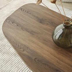 Tavolino da Salotto Marrone Noce Forma Ovale Materiale Piano in Legno Nobilitato 100x60x35h cm, Colore Ripiano Marrone - Lozza