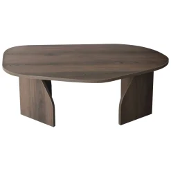 Tavolino da Salotto Marrone Noce Forma Ovale Materiale Piano in Legno Nobilitato 100x60x35h cm, Colore Ripiano Marrone - Lozza