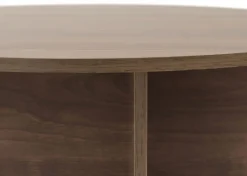 Tavolino da Salotto Marrone Noce Forma Rotondo Materiale Piano in Vetro 75x75x35h cm, Colore Ripiano Trasparente - Cugnoli