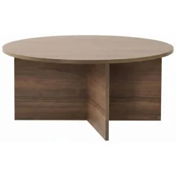 Tavolino da Salotto Marrone Noce Forma Rotondo Materiale Piano in Vetro 75x75x35h cm, Colore Ripiano Trasparente - Cugnoli