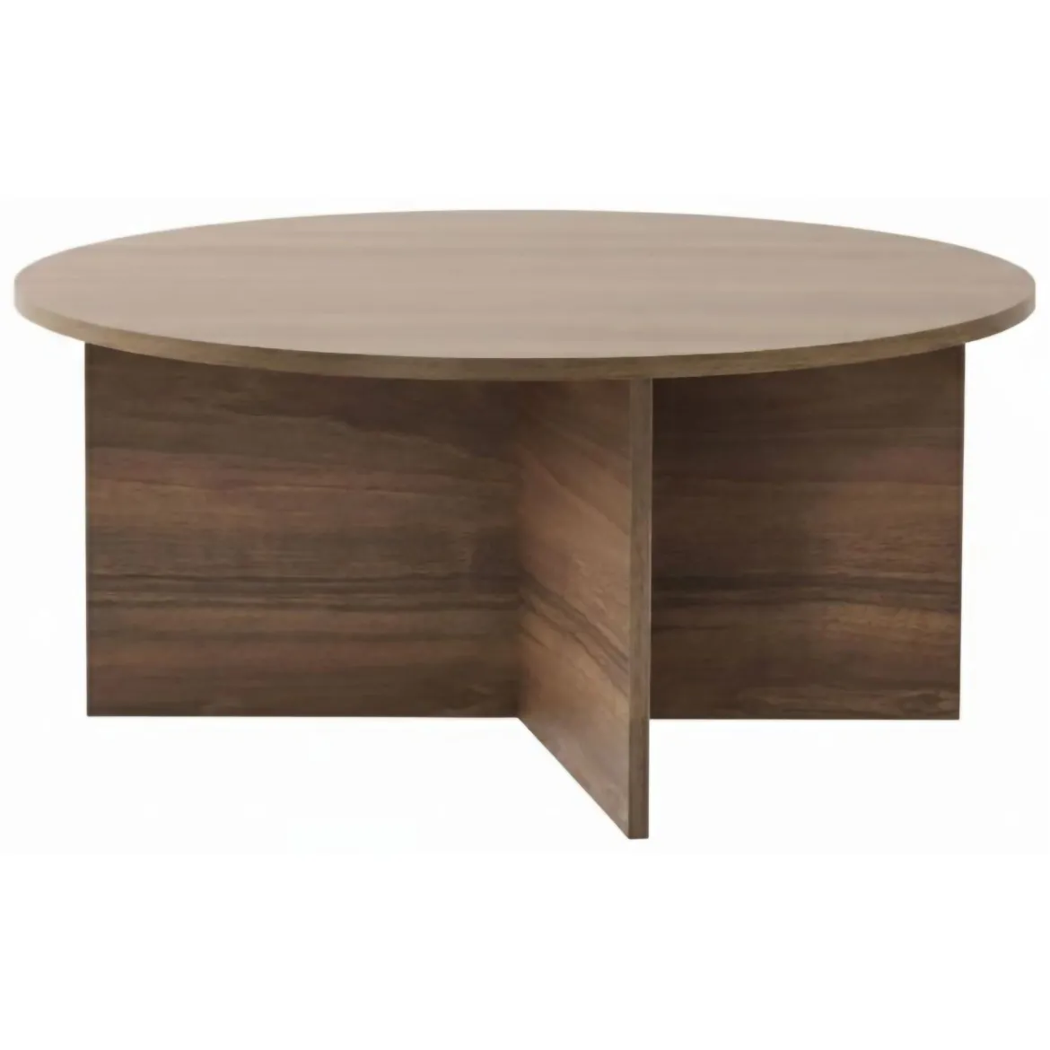 Tavolino da Salotto Marrone Noce Forma Rotondo Materiale Piano in Vetro 75x75x35h cm, Colore Ripiano Trasparente - Cugnoli