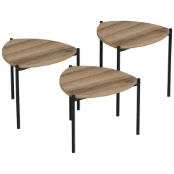 Tavolino da Salotto Marrone Noce Nero set 3 Pezzi Modulabili Forma Rettangolare 90x60x42h cm, Colore Ripiano Marrone - Calco