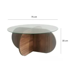 Tavolino da Salotto Marrone Noce Portariviste Forma Rotonda 75x75x40h cm, Sfumatura Colore Struttura Noce - Felino