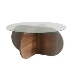 Tavolino da Salotto Marrone Noce Portariviste Forma Rotonda 75x75x40h cm, Sfumatura Colore Struttura Noce - Felino