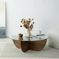 Tavolino da Salotto Marrone Noce Portariviste un Vano 105x60x40h cm, Forma Rettangolare - Tomiri