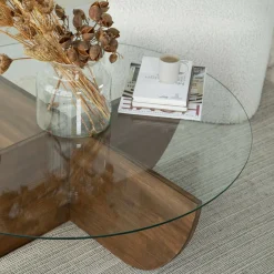 Tavolino da Salotto Marrone Noce Portariviste un Vano 105x60x40h cm, Forma Rettangolare - Tomiri