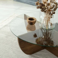 Tavolino da Salotto Marrone Noce Portariviste un Vano 105x60x40h cm, Forma Rettangolare - Tomiri