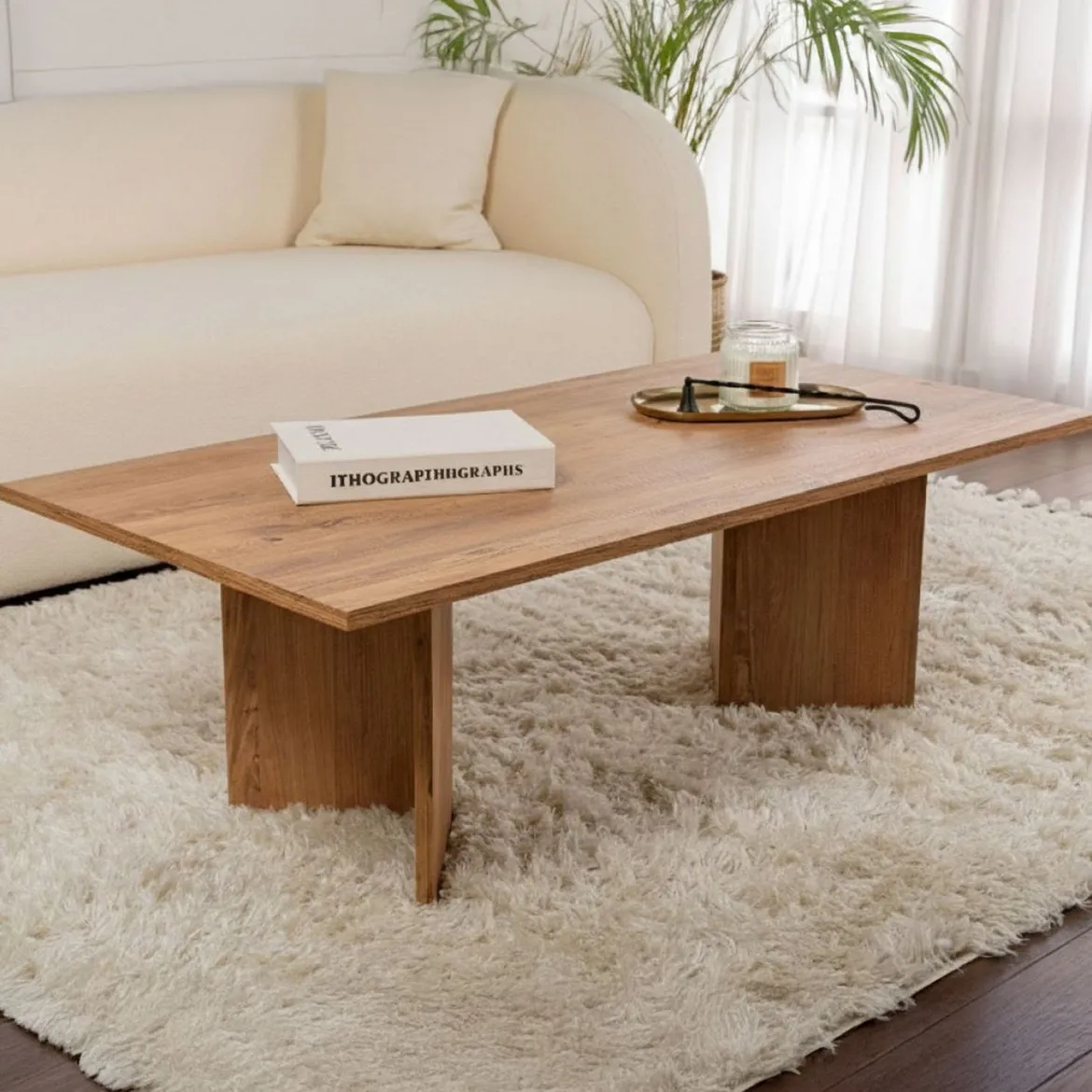 Tavolino da Salotto Marrone Quercia Forma Rettangolare Materiale Piano in Legno Nobilitato 119x60x40h cm, Colore Ripiano Marrone - Turate